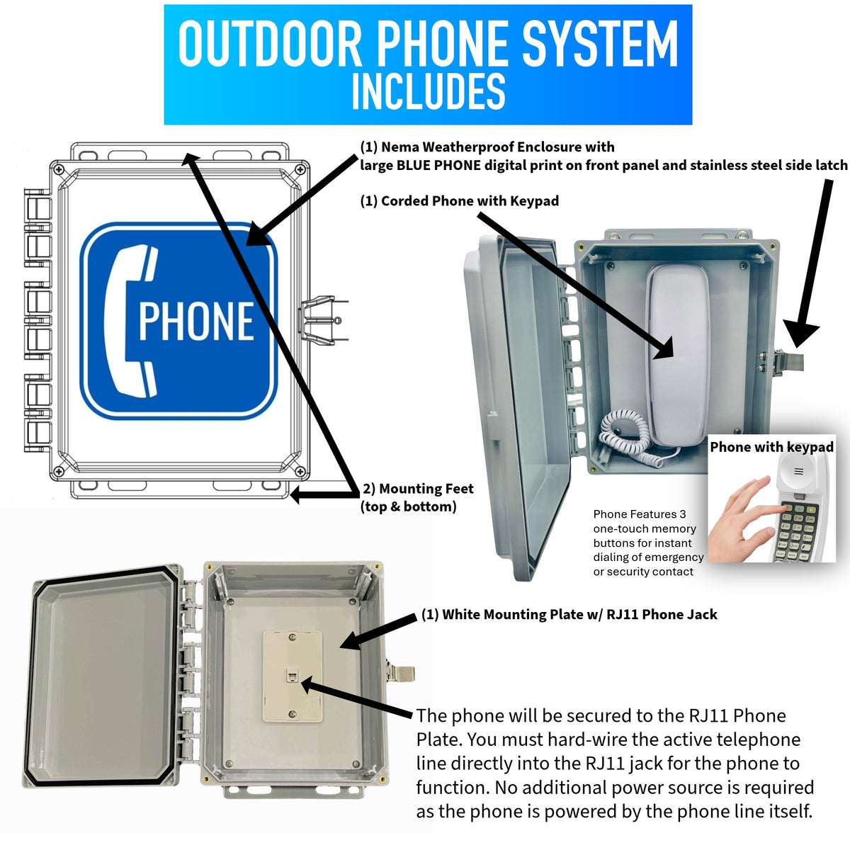 Weatherproof Outdoor Phone System – Heavy-Duty Analog Call Box Keypad
