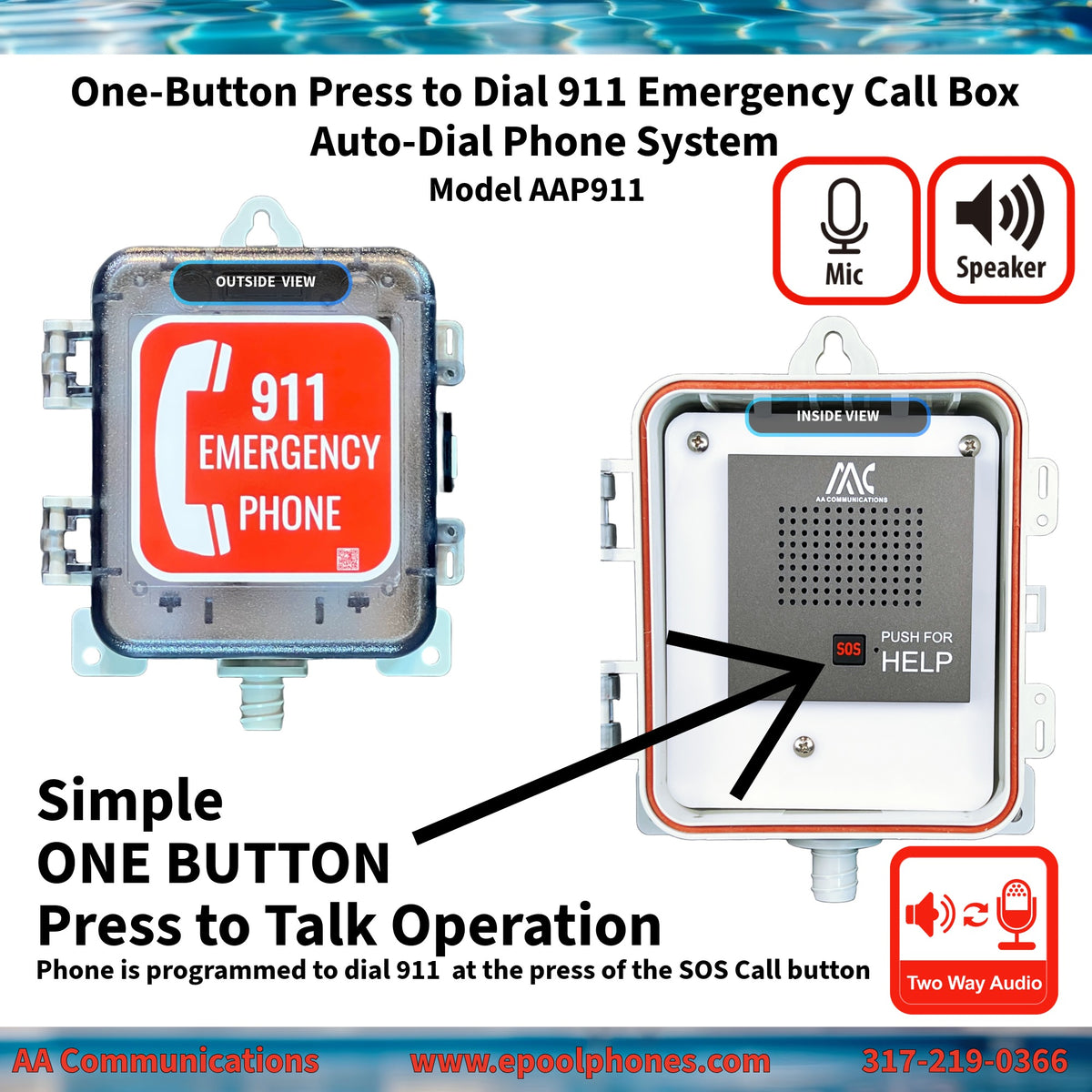 Pool Phone Call Box AAP911 Outdoor Pool Phone Emergency Call Box | One-Touch Auto-Dial 911 ...