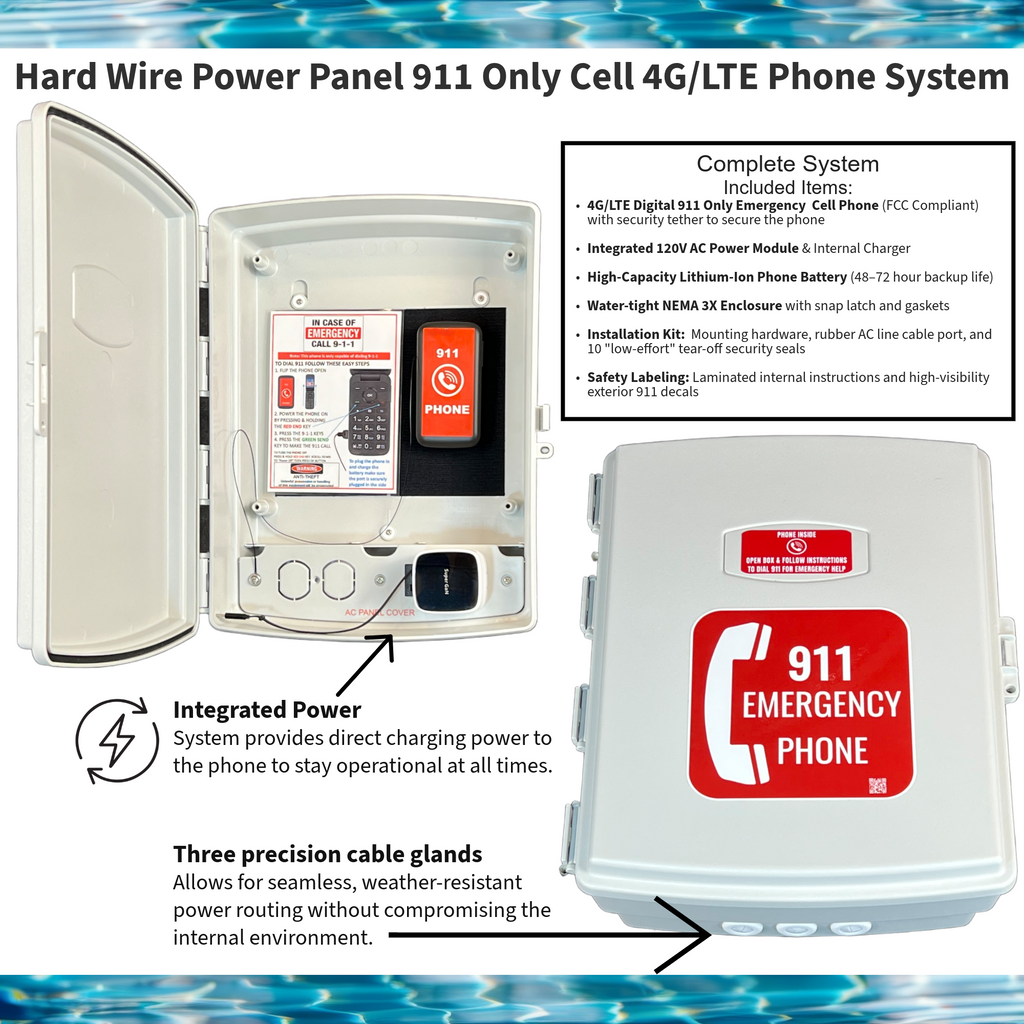 AC209VX4G Hard Wire Power Panel 911 Only Cell 4G/LTE Phone Model