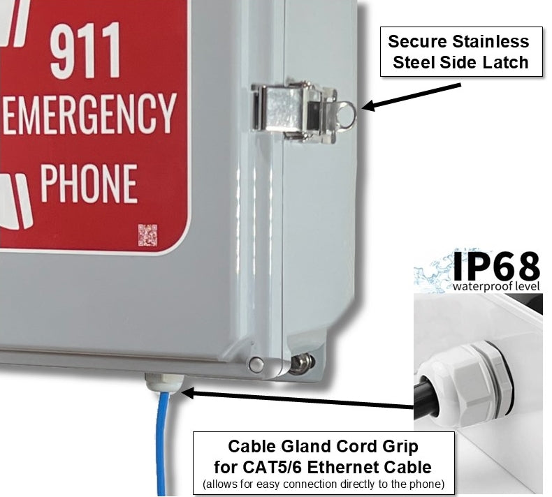 WS12VOIPE Outdoor VoIP Emergency Phone | 911 POTS Replacement | NEMA 4X Weatherproof | PoE Plug-and-Play | Includes 12 Months Service & E911 Setup